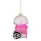 3.5" Pink, White & Gold Cotton Candy Machine Glass Christmas Ornament